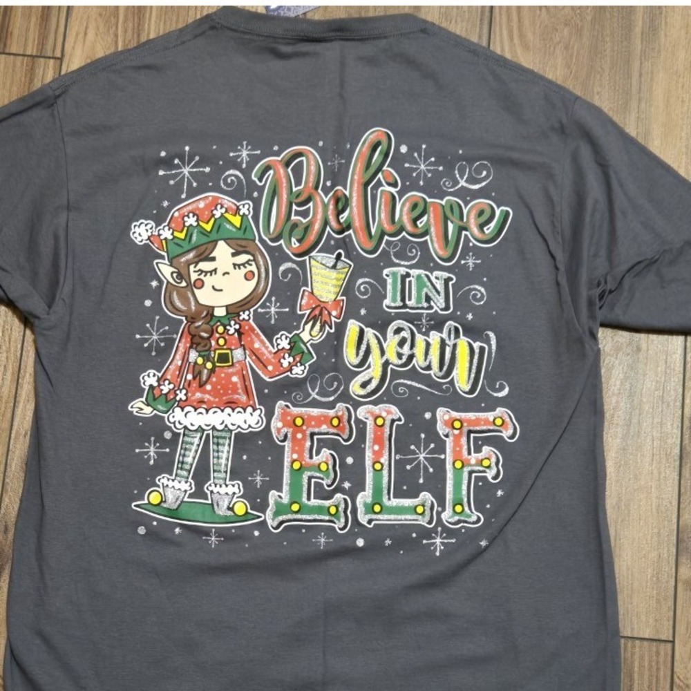 NWT Southern Yall Christmas Elf Believe‎ In Your Elf Long Sleeve T-Shirt M (975)